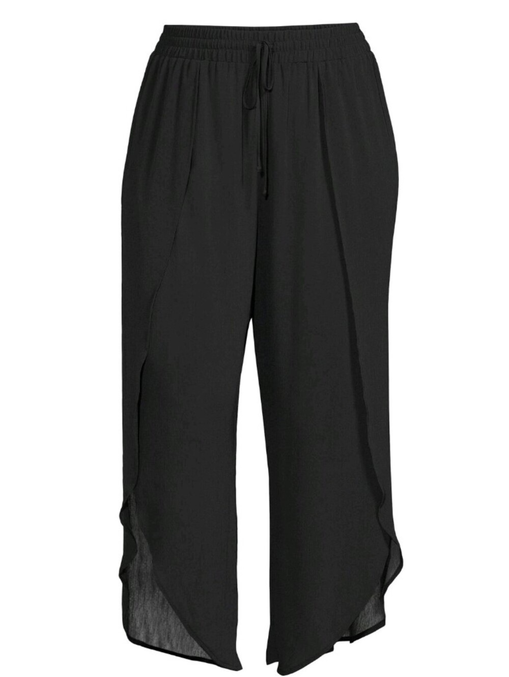 Beach Black Draped Wide-Leg Pants - Women Size XL